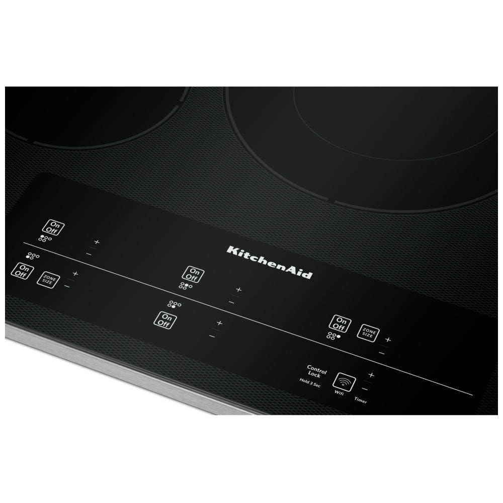 KitchenAid KCES950KSS Electric Cooktop, 30 inch Exterior Width, 5 Burners, Black