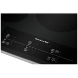 KitchenAid KCES950KSS Electric Cooktop, 30 inch Exterior Width, 5 Burners, 1,800 W Highest Element, Black colour