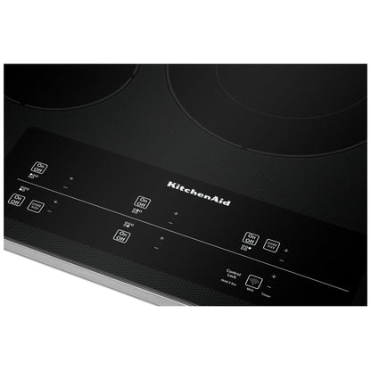 KitchenAid KCES950KSS Electric Cooktop, 30 inch Exterior Width, 5 Burners, Black