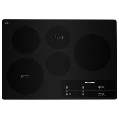 KitchenAid KCES950KSS Electric Cooktop, 30 inch Exterior Width, 5 Burners, Black
