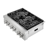 KitchenAid KCGC506JSS Gas Cooktop, 36 inch Exterior Width, 6 Burners, 20,000 BTU Highest Burner, Stainless Steel colour