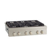 KitchenAid KCGC506JSS Gas Cooktop, 36 inch Exterior Width, 6 Burners, 20,000 BTU Highest Burner, Stainless Steel colour
