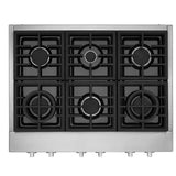 KitchenAid KCGC506JSS Gas Cooktop, 36 inch Exterior Width, 6 Burners, 20,000 BTU Highest Burner, Stainless Steel colour