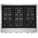 KitchenAid KCGC506JSS Gas Cooktop, 36 inch Exterior Width, 6 Burners, 20,000 BTU Highest Burner, Stainless Steel colour