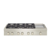 KitchenAid KCGC558JSS Gas Cooktop, 48 inch Exterior Width, 6 Burners, 20,000 BTU Highest Burner, Stainless Steel colour