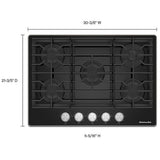 KitchenAid KCGG536PBL Gas Cooktop, 36 inch Exterior Width, 5 Burners, 18,000 BTU Highest Burner, Black colour