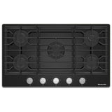 KitchenAid KCGG536PBL Gas Cooktop, 36 inch Exterior Width, 5 Burners, 18,000 BTU Highest Burner, Black colour