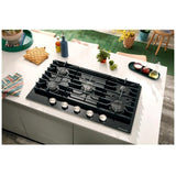 KitchenAid KCGG536PBL Gas Cooktop, 36 inch Exterior Width, 5 Burners, 18,000 BTU Highest Burner, Black colour