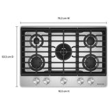 KitchenAid KCGK530SSS 30 inch, Gas Cooktop with 5 Burners and Integrated Wok Grate