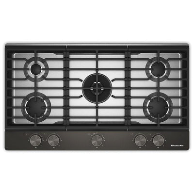 KitchenAid KCGK536SBE 36 inch, Gas Cooktop, 5 Burners and Integrated Wok Grate