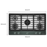 KitchenAid KCGK536SJP 36 inch,Gas Cooktop, 5 Burners and Integrated Wok Grate