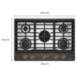 KitchenAid KCGK730SBE 30 inch, Gas Cooktop, 5 Burners and Integrated Wok Grate