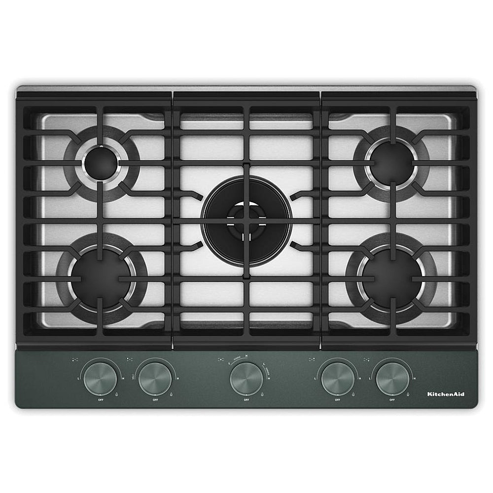 KitchenAid KCGK730SJP 30 inch, Gas Cooktop, 5 Burners and Integrated Wok Grate