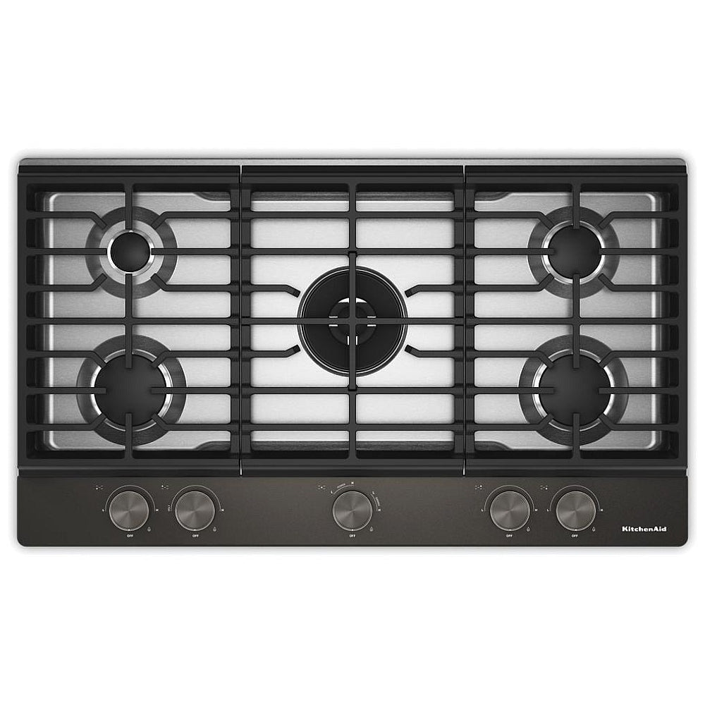 KitchenAid KCGK736SBE 36 inch, Gas Cooktop, 5 Burners and Integrated Wok Grate