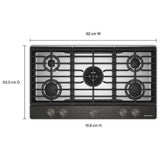 KitchenAid KCGK736SBE 36 inch, Gas Cooktop, 5 Burners and Integrated Wok Grate