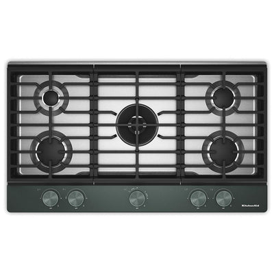KitchenAid KCGK736SJP 36 inch Gas Cooktop, 5 Burners and Integrated Wok Grate