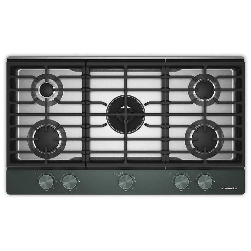 KitchenAid KCGK736SJP 36 inch Gas Cooktop, 5 Burners and Integrated Wok Grate