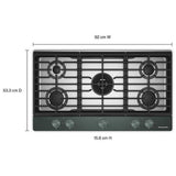 KitchenAid KCGK736SJP 36 inch Gas Cooktop, 5 Burners and Integrated Wok Grate