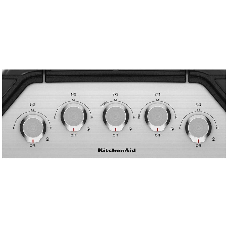 KitchenAid KCGS350ESS Gas Cooktop, 30 inch Exterior Width, 5 Burners, 17,000 BTU Highest Burner, Stainless Steel colour