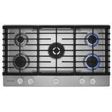 KitchenAid KCGS556ESS Gas Cooktop, 36 inch Exterior Width, 5 Burners, 20,000 BTU Highest Burner, Stainless Steel colour