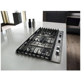 KitchenAid KCGS556ESS Gas Cooktop, 36 inch Exterior Width, 5 Burners, 20,000 BTU Highest Burner, Stainless Steel colour