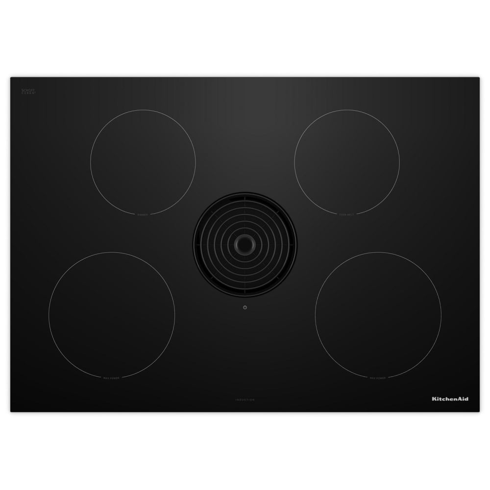 KitchenAid KCID930SBL Induction Cooktop, 30 inch Exterior Width, 4 Burners, Downdraft, 3,000 W Highest Element, Black colour