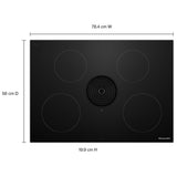 KitchenAid KCID930SBL Induction Cooktop, 30 inch Exterior Width, 4 Burners, Downdraft, 3,000 W Highest Element, Black colour