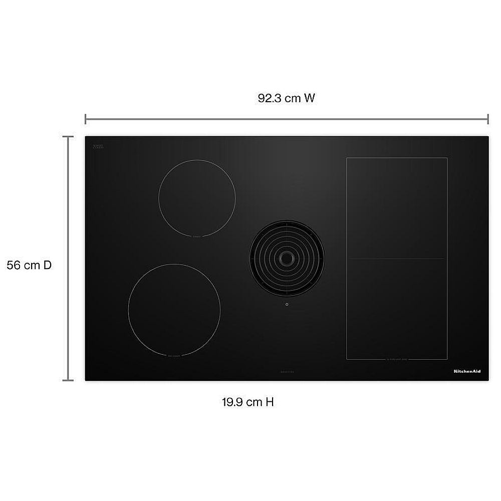 KitchenAid KCID936SBL Induction Cooktop, 36 inch Exterior Width, 4 Burners, Downdraft, 3,200