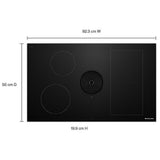 KitchenAid KCID936SBL Induction Cooktop, 36 inch Exterior Width, 4 Burners, Downdraft, 3,200 W Highest Element, Black colour