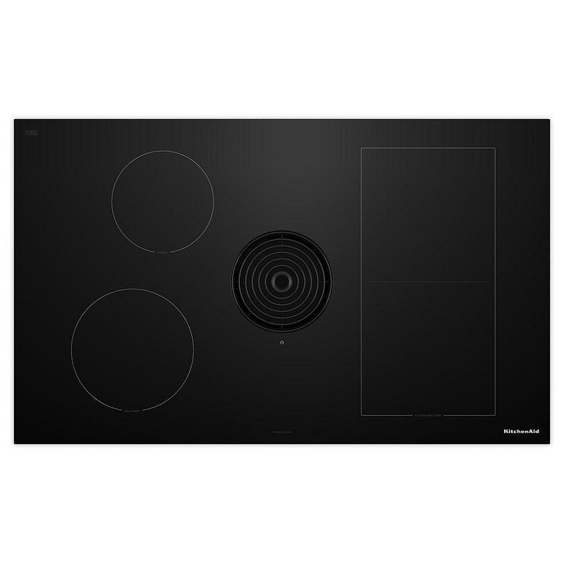 KitchenAid KCID936SBL Induction Cooktop, 36 inch Exterior Width, 4 Burners, Downdraft, 3,200 W Highest Element, Black colour