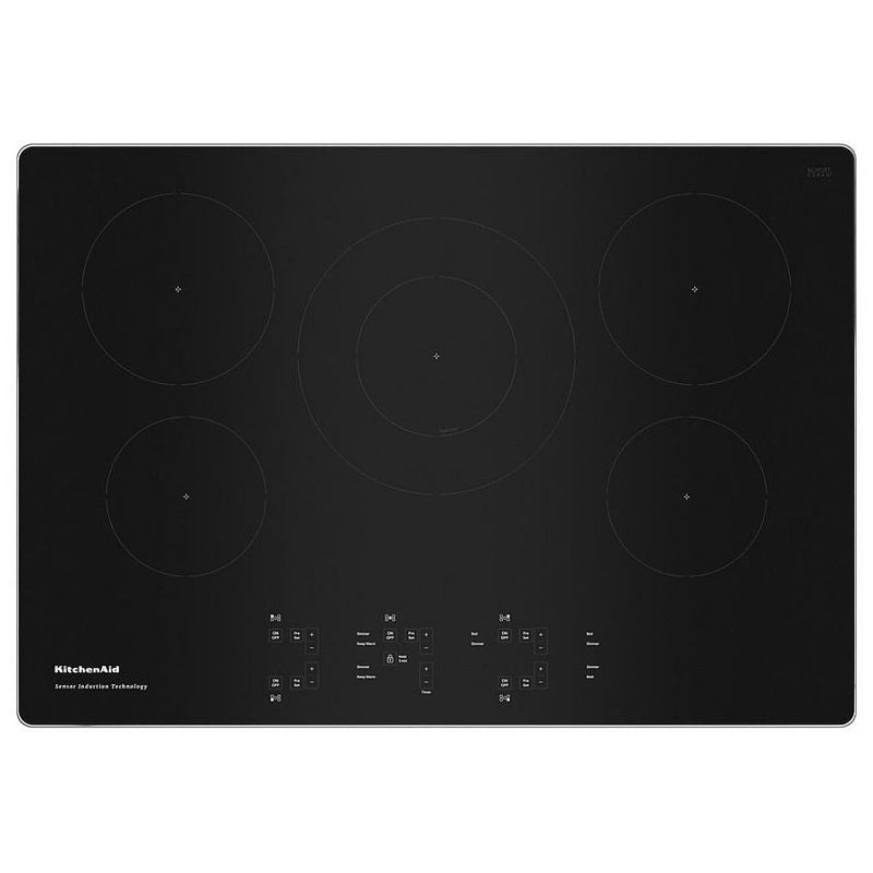 KitchenAid KCIG550JSS Induction Cooktop, 30 inch Exterior Width, 5 Burners, 3,600 W Highest Element, Stainless Steel colour
