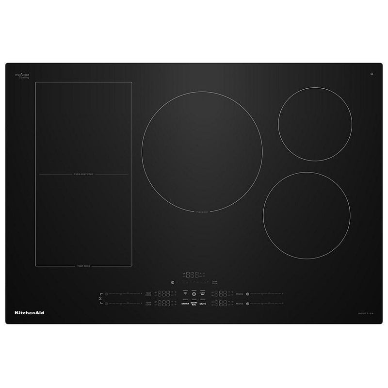 KitchenAid KCIT730SBL Induction Cooktop, 30 inch Exterior Width, 5 Burners, 3,700 W Highest Element, Black colour