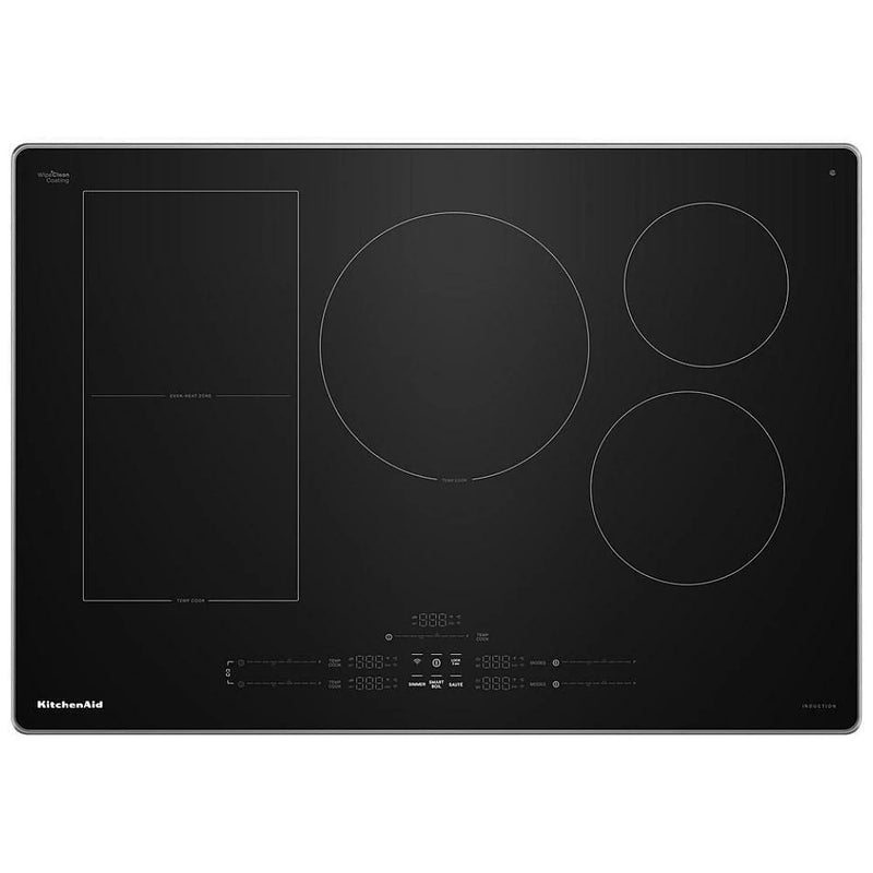 KitchenAid KCIT730SSS Induction Cooktop, 30 inch Exterior Width, 5 Burners, 3,700 W Highest Element, Stainless Steel colour