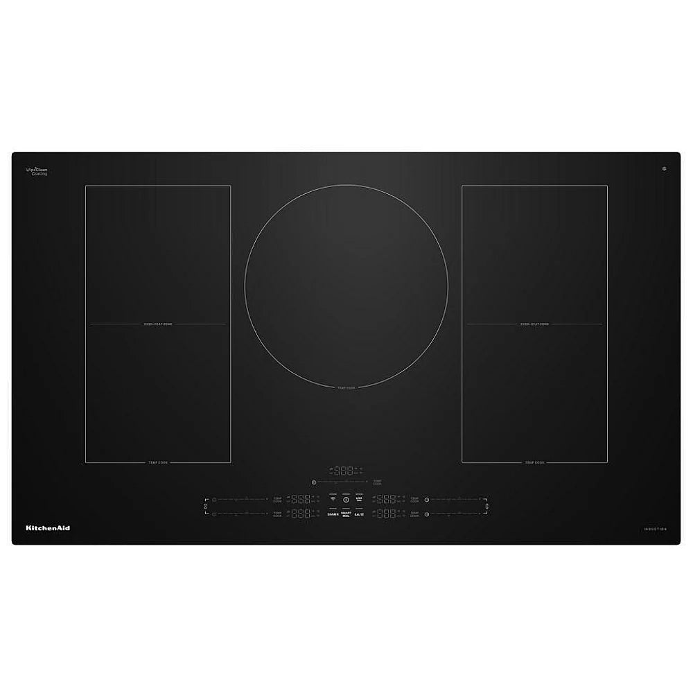 KitchenAid KCIT736SBL Induction Cooktop, 36 inch Exterior Width, 5 Burners, Black Colour