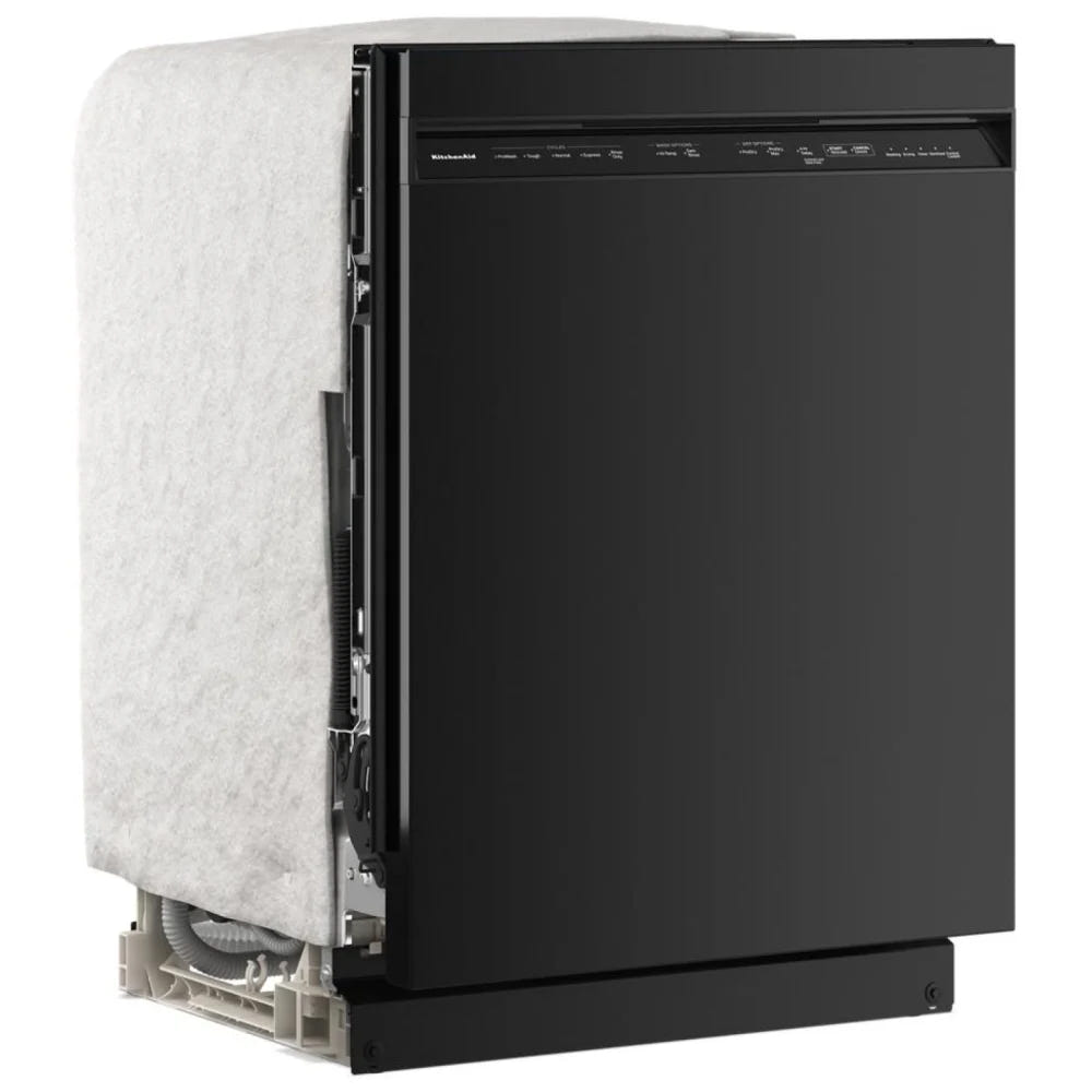 KitchenAid KDFS224SBL 洗碗机，24 英寸外部宽度，47 dB 分贝级别，完全集成，不锈钢（内部），5 种洗涤程序，13 种容量（餐具），黑色
