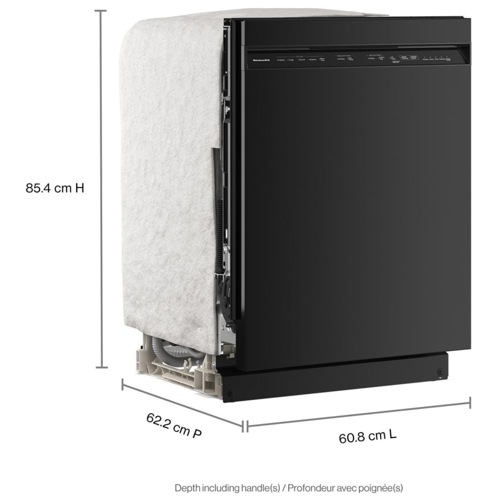 KitchenAid KDFS224SBL Dishwasher, 24 inch Exterior Width, 47 dB Decibel Level, Fully Integrated, Stainless Steel (Interior), 5 Wash Cycles, 13 Capacity (Place Settings), Black colour