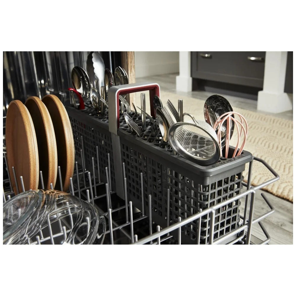 KitchenAid KDFS224SPS 洗碗机，24 英寸外部宽度，47 dB 分贝级别，完全集成，不锈钢（内部），5 种洗涤程序，13 种容量（餐具），PrintShield 不锈钢色