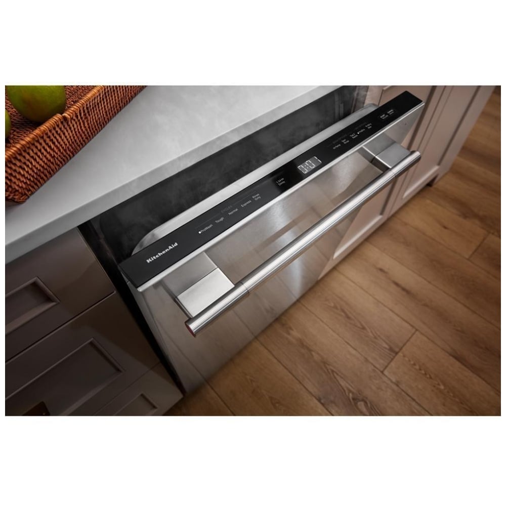 KitchenAid KDFS224SWH Dishwasher, 24 inch Exterior Width, 47 dB Decibel Level, Fully Integrated, Stainless Steel (Interior), 5 Wash Cycles, 13 Capacity (Place Settings), White colour