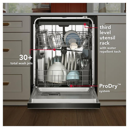 KitchenAid KDFS224SWH Dishwasher, 24 inch Exterior Width, 47 dB Decibel Level, Fully Integrated, Stainless Steel (Interior), 5 Wash Cycles, 13 Capacity (Place Settings), White colour