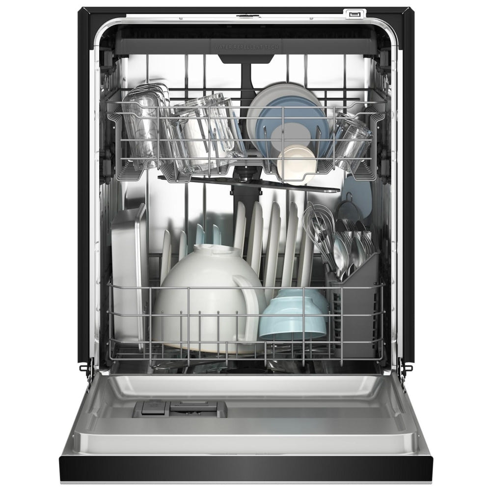 KitchenAid KDFS224SWH 洗碗机，24 英寸外部宽度，47 dB 分贝级别，完全集成，不锈钢（内部），5 种洗涤程序，13 种容量（餐具），白色