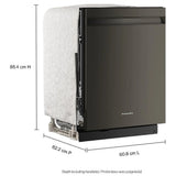 KitchenAid KDPS624SBE Dishwasher, 24 inch Exterior Width, 44 dB Decibel Level, Fully Integrated, Stainless Interior, 5 Wash Cycles, 16 Capacity (Place Settings), 3 Loading Racks, Black Ore colour