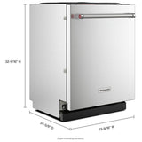 KitchenAid KDTF924PPS Dishwasher, 24 inch Exterior Width, 39 dB Decibel Level, Fully Integrated, Stainless Interior, 5 Wash Cycles, 14 Capacity (Place Settings), 3 Loading Racks, Stainless Steel colour