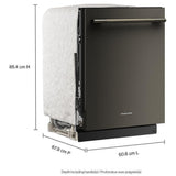 KitchenAid KDTS324SBE Dishwasher, 24 inch Exterior Width, 41 dB Decibel Level, Fully Integrated, Stainless Interior, 5 Wash Cycles, 15 Capacity (Place Settings), 3 Loading Racks, Black Ore colour