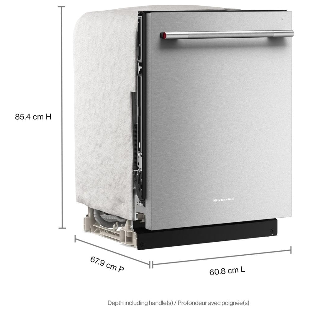 KitchenAid KDTS324SPS Dishwasher, 24 inch Exterior Width, 41 dB Decibel Level, Fully Integrated, Stainless Steel (Interior), 5 Wash Cycles, 15 Capacity (Place Settings), 3 Loading Racks, PrintShield Stainless colour