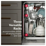 KitchenAid KDTS324SPS Dishwasher, 24 inch Exterior Width, 41 dB Decibel Level, Fully Integrated, Stainless Interior, 5 Wash Cycles, 15 Capacity (Place Settings), 3 Loading Racks, PrintShield Stainless colour