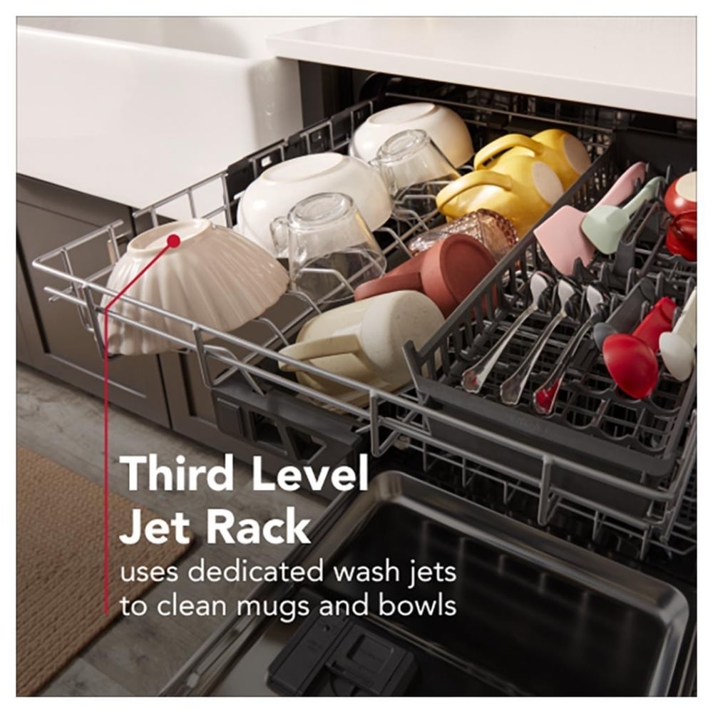 KitchenAid KDTS324SPS Dishwasher, 24 inch Exterior Width, 41 dB Decibel Level, Fully Integrated, Stainless Steel (Interior), 5 Wash Cycles, 15 Capacity (Place Settings), 3 Loading Racks, PrintShield Stainless colour