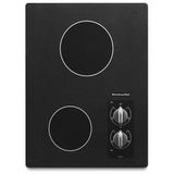 KitchenAid KECC056RBL Electric Cooktop, 15 inch Exterior Width, 2 Burners, 1,800 W Highest Element, Black colour