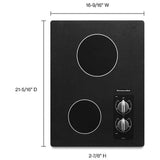 KitchenAid KECC056RBL Electric Cooktop, 15 inch Exterior Width, 2 Burners, 1,800 W Highest Element, Black colour