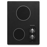 KitchenAid KECC056RBL Electric Cooktop, 15 inch Exterior Width, 2 Burners, 1,800 W Highest Element, Black colour