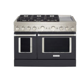 KitchenAid KFDC558JBK Dual Fuel Range, 6.3 cu. ft. Capacity, 48 inch Exterior Width, True Convection, 6 Burners, Self Clean, Double Oven, Imperial Black colour